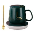 thumbnail image 3 of Calentador de café y juego de tazas para escritorio, calentador de tazas para café, plato calentador de bebidas eléctrico para oficina, hogar, regalos , Verde perfecl almohadilla térmica para tazas, 3 of 8