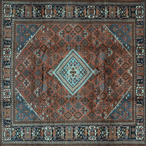 Ahgly Company Indoor Square Persian Light Blue Traditional Area Rugs, 3' Square