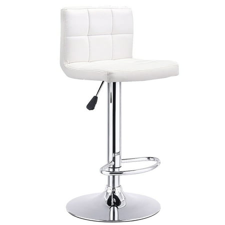 Western Leather Bar Stools - Costway 1 PC Bar Stool Swivel Adjustable PU Leather Barstools Bistro Pub Chair White
