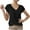 Black, variant on fatyb Women's Casual Shirts Twist Front V-Neck Short Sleeve Tshirts Solid Color Loose Fashion Blouses