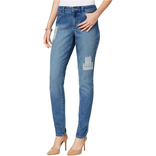 Style & Co. Style & Co. Womens Striped Patched Skinny Fit Jeans