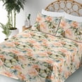 thumbnail image 3 of Ambesonne Spring Fitted & Flat Sheet with Shams 4 Pcs Set, Pastel Butterflies Flowers, King, Olive Green Coral and Blush, 3 of 5