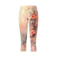 thumbnail image 5 of Stamzod Women's Capri Leggings Vintage Printed Soft Stretchy High Waist Workout Yoga Pants Gym Casual Capris Multicolor-5 L, 5 of 5