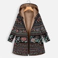 thumbnail image 2 of Top de Abrigo de Invierno de Navidad Para Mujer Blusa de Chaqueta Con Cremallera de Bolsillo Con Cordón de Colorblock de Manga Larga Con Capucha Odeerbi ODB193936, 2 of 4