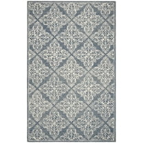 SAFAVIEH Micro-Loop Laidley Geometric Floral Wool Area Rug, Blue/Ivory, 4' x 6'