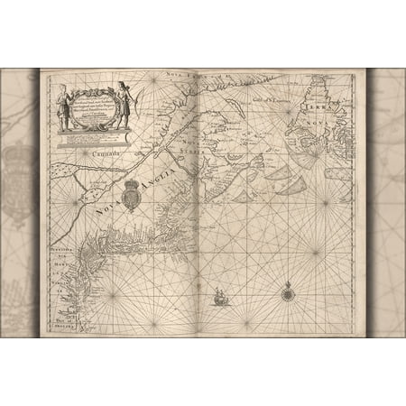 24"x36" Gallery Poster, map Newfoundland new Scotland New England 1700