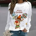 thumbnail image 2 of Fiaer Chandails de Noël pour Femmes Mignons et Amusants avec Motif de Cerf, Col Rond, Manches Longues, Grande Taille, Blanc m, 2 of 4
