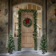 thumbnail image 2 of Haute Decor 9 Foot Pre Lit Christmas Garland w/ 100 LED Warm White Lights, Red Berries, Real Pinecones, 2 of 8
