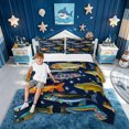 thumbnail image 2 of meiyoeat Kawaii Rustic Pike Fish Queen Comforter Set for Men Boys, Rustic Lake Animal Comforter Sets Queen, Navy, Blue Reversible, 3-Piece, 1 Comforter and 2 Pillowcases, 2 of 6