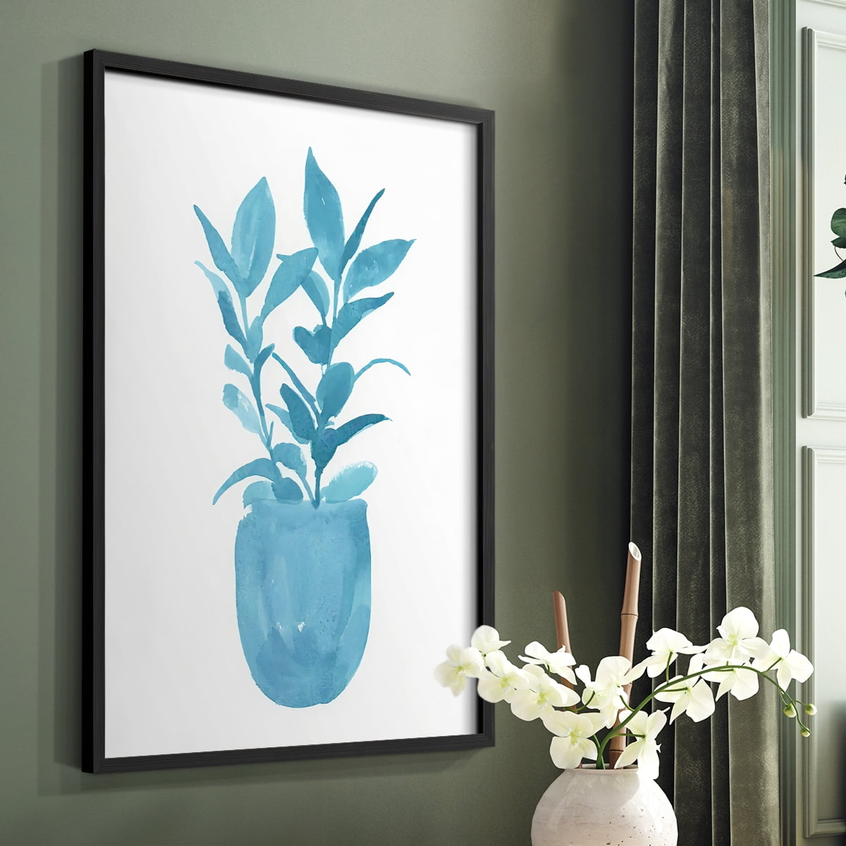 Watercolor House Plant III Framed Print in Black Solid Wood 11 x 14 Framed Print