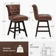 thumbnail image 6 of Dycanpo 26" Swivel Bar Stools Set of 2 with Back & Footrest, Counter Stools for Kitchen ,Brown-Faux Leather, 6 of 11