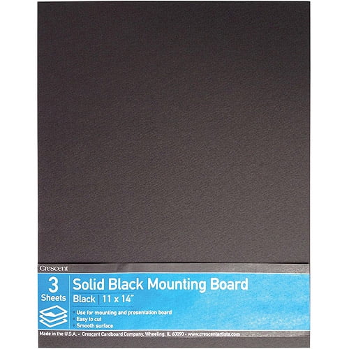 Crescent Solid Black Mounting Board Value Pack, 3pk, 11" x 14