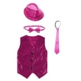 thumbnail image 2 of renvena Unisex Kids Jazz Hip-hop Dance Sequins Tank Top Vest with Hat and Bowtie Necktie Waistcoat Set Hot Pink 13-14, 2 of 7