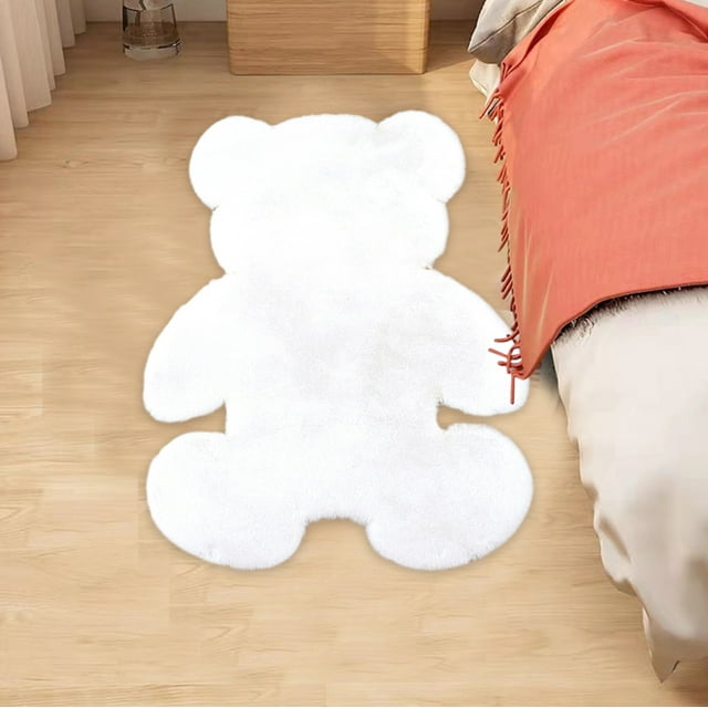Alfombra peluda de pelo largo - moqueta antideslizante súper suave de 31,5"x23,6" para salón, dormitorio, alfombra en blanco, rosa y amarillo