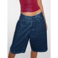 thumbnail image 2 of Women High Waist Denim Bermuda Shorts Loose Wide Leg Knee‑Length Jean Shorts, 2 of 5