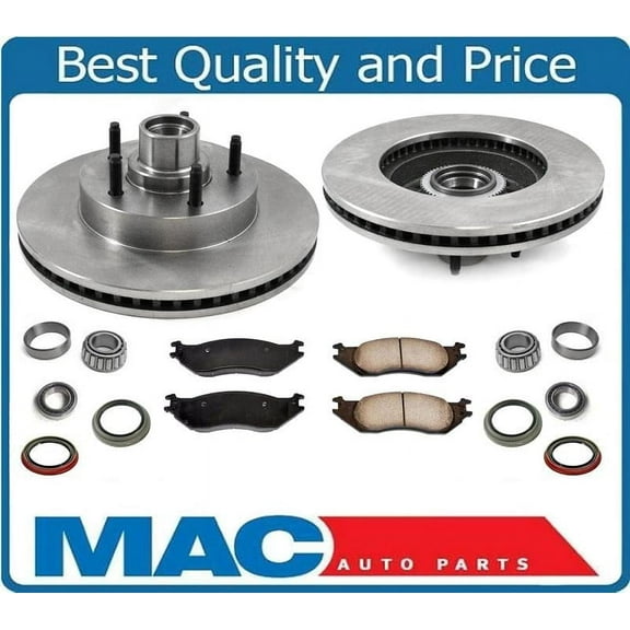 Front Wheel Bearings Seals Front Brake Rotors Pads for Ford 04-06 E150 Van 11Pc