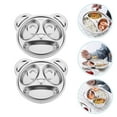 MANLINGDA Stainless Steel Panda Divided Plates with Sauce Dish 2 Pack