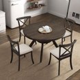 thumbnail image 6 of 47.24'' Round Rubber Wood Dining Table. Fits 4-6 people. Wooden Trestle Pedestal Base. Modern for Dining Room & Living Room. Stylish & Functional Kitchen Table. Elevate Your Dining Experience, 6 of 8