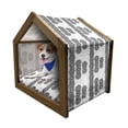 thumbnail image 1 of Oriental Pet House, Round Mandala Moroccan Ornament Mosaic Tile Print, Outdoor & Indoor Portable Dog Kennel with Pillow and Cover, 5 Sizes, White Black, by Ambesonne, 1 of 5