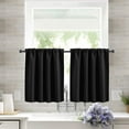 thumbnail image 3 of Rosnek 2 Panels Blackout Kitchen Curtains 36 Inch Length Small Cafe Curtains Short Window Curtains for Bathroom Basement, Black, 3 of 6