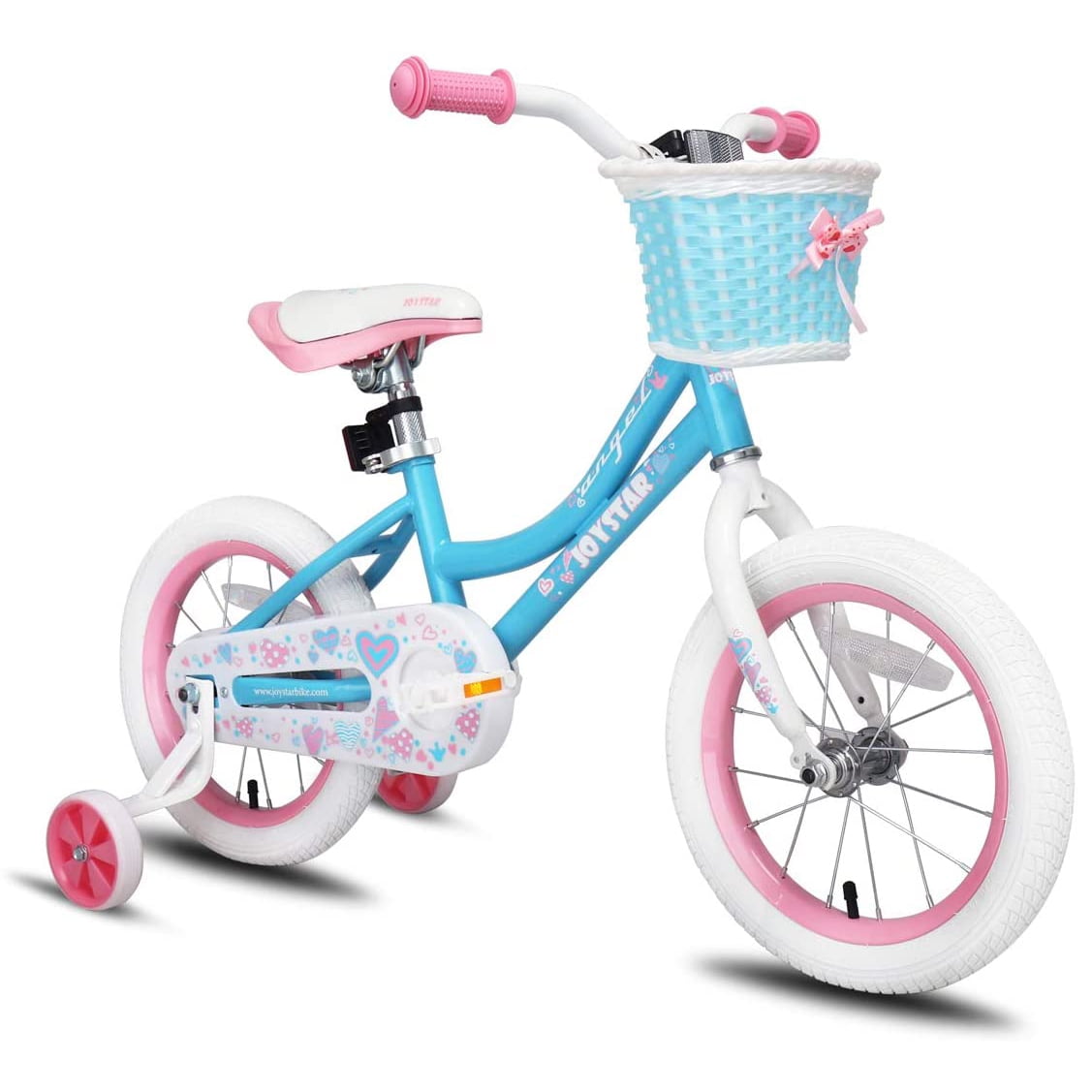 Corel & Pink, Purple JOYSTAR Fairy 12 14 16 18” Inch Kids Bike with Basket & Training Wheels for 2-7 Years Old Girls 