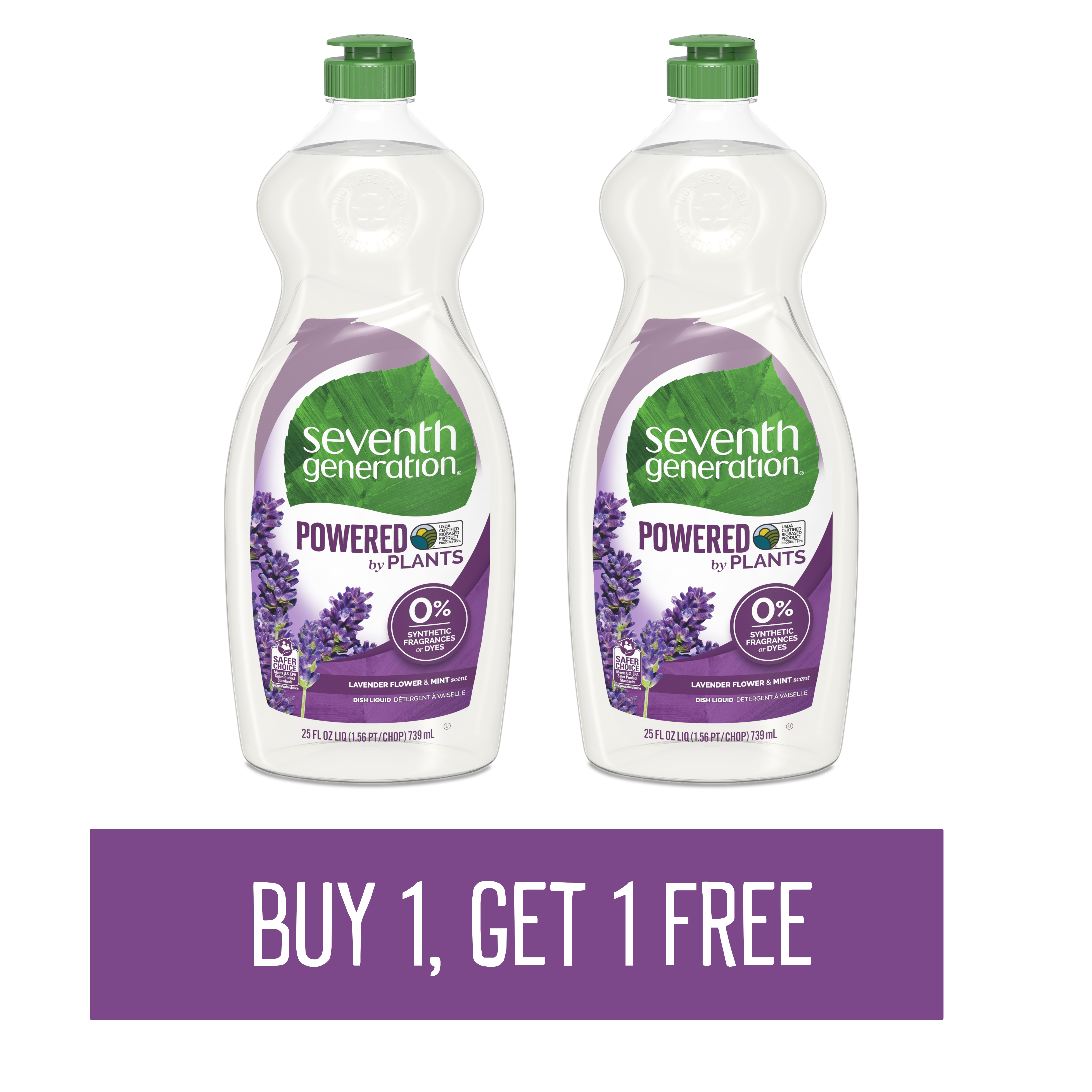 BOGO Seventh Generation Dish Liquid Soap Lavender Floral & Mint 25 oz