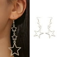 thumbnail image 2 of YIEMEEN Stylish Pentagrams Earwear Five Pointed Star Drop Earrings Exquisite Hollow Pattern Ear Ornament Fashionable Jewelry, 2 of 8