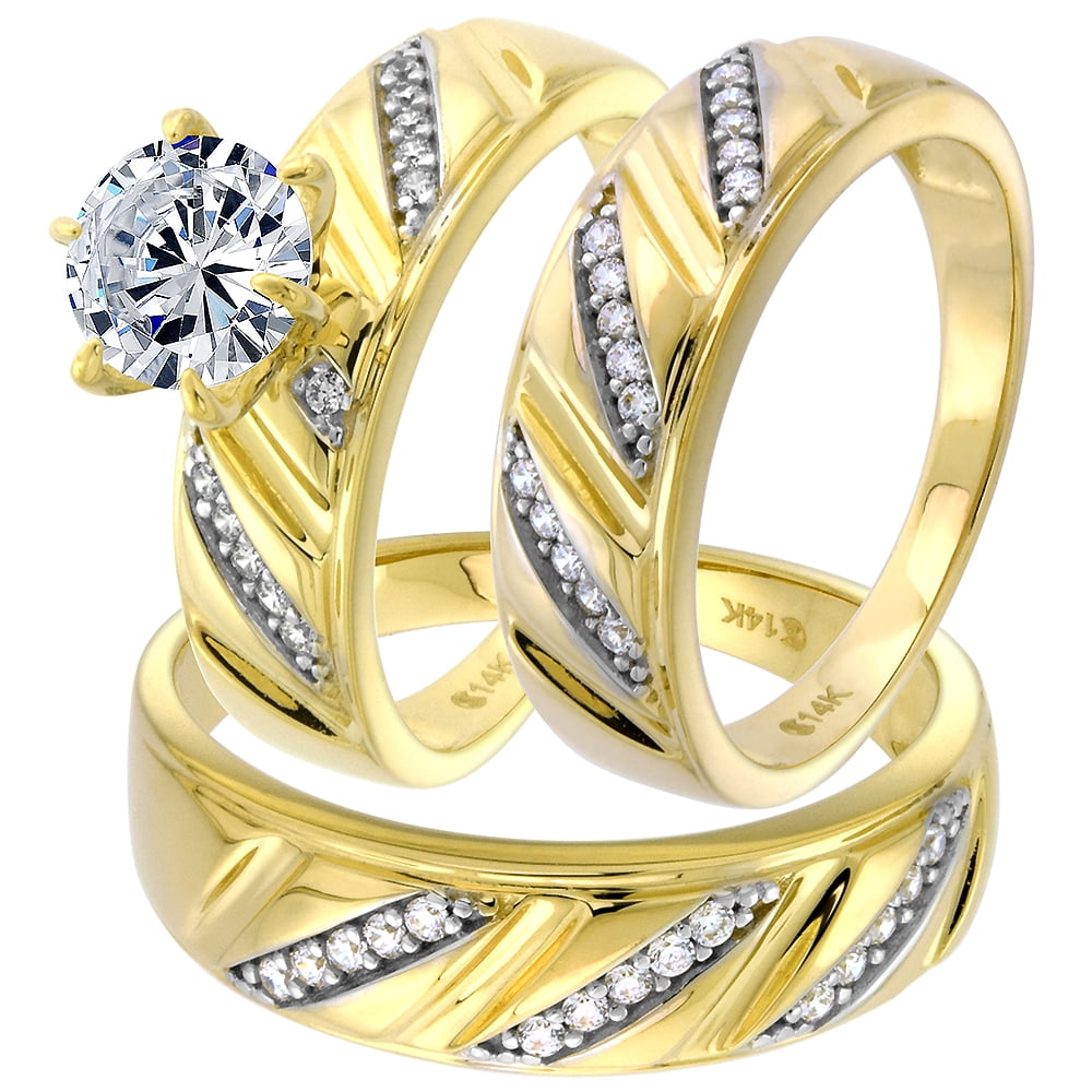 Wedding Rings for Women Princess Engagement Band Bridal Set 18k White Gold Square 1.8Ct Cz Size 5-10 