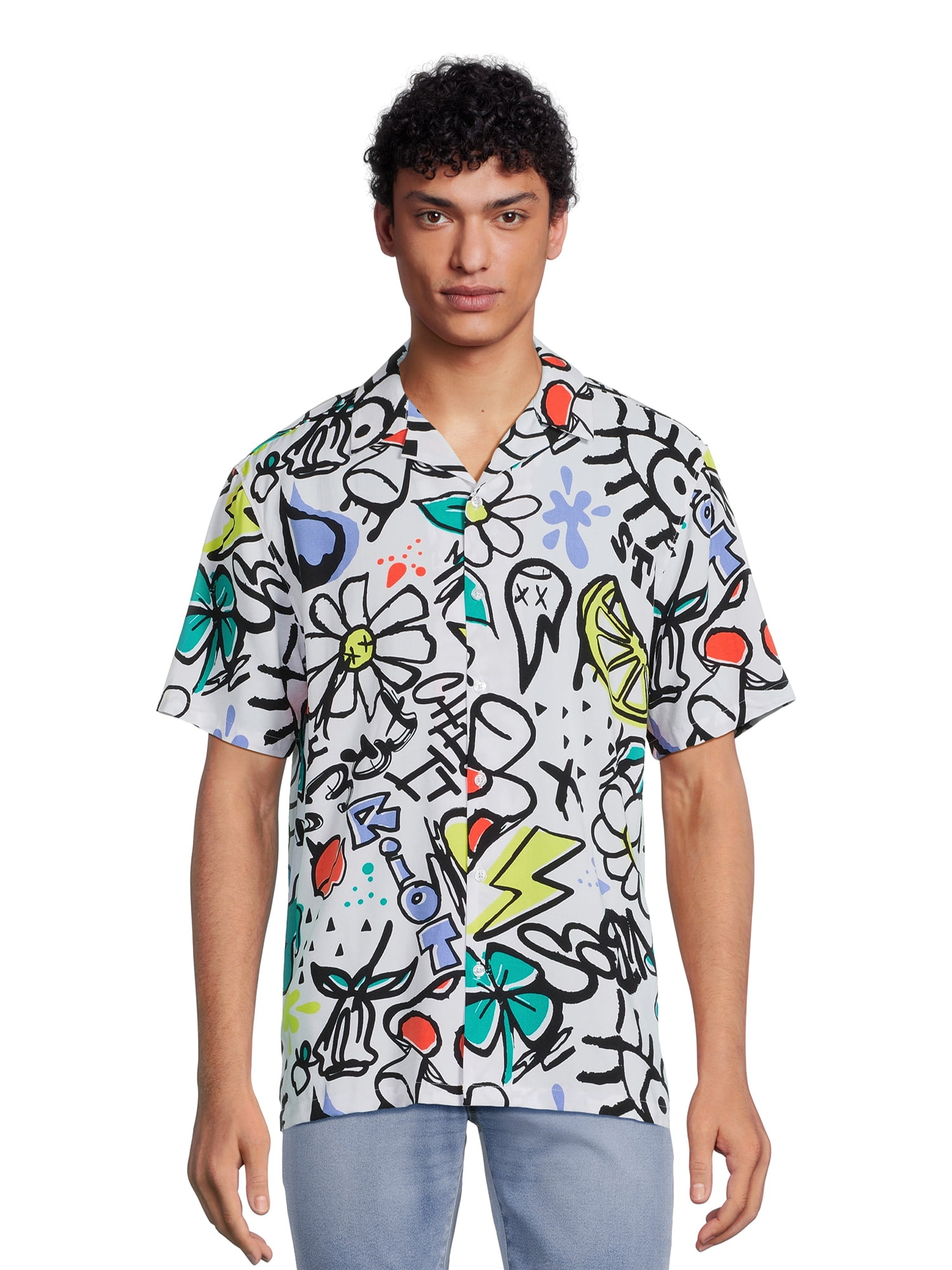 No Boundaries Men's & Big Men's ButtonDown Rayon Shirt, Sizes XS5XL