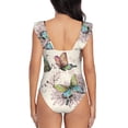 thumbnail image 6 of Yiaed Flying Butterflies-1 Print Women's Ruffled One Piece Swimsuit V Neck Swimwear Slimming Monokini for Woman-X-Large, 6 of 8