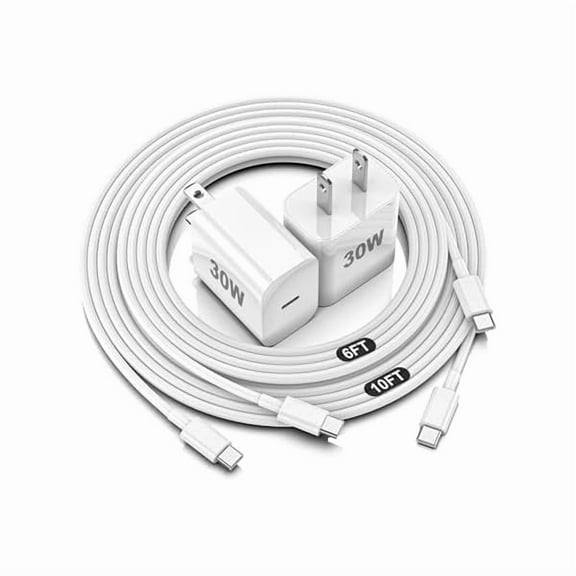 iPhone 16 15 Charger Fast Charging,30W USBC Charger Block with 6&10FT Long USB C Charging Cable Cord Compatible with iPhone 16/16 Pro Max/16E/15/15 Pro Max/iPad Pro,Samsung Galaxy S24 Ultra