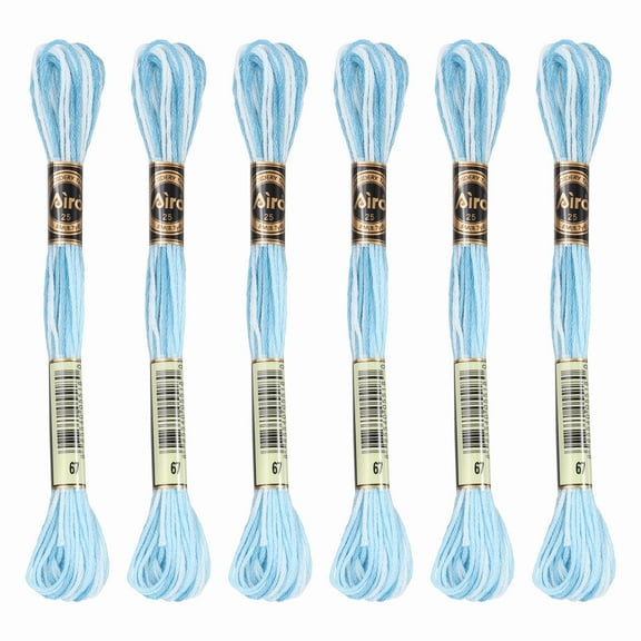 Uxcell 6 Skeins Embroidery Floss, Polyester Embroidery Threads Light Blue