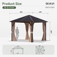 thumbnail image 5 of Aoxun 10 ft. x 10 ft. Hardtop Gazebo, Outdoor Aluminum Frame Permanent Pavilion with Curtains and Netting, Brown, 5 of 8