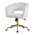thumbnail image 4 of Tzicr Modern Velvet Home Office Chair,Upholstered Chairs with 360 Swivel Armchair and Gold Base,for Living Room, Bedroom, Vanity, Study (Beige), 4 of 7