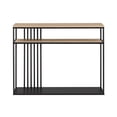 thumbnail image 3 of 41" Minimalist Metal Slatted Wood Console Table - Oak / Black, 3 of 6