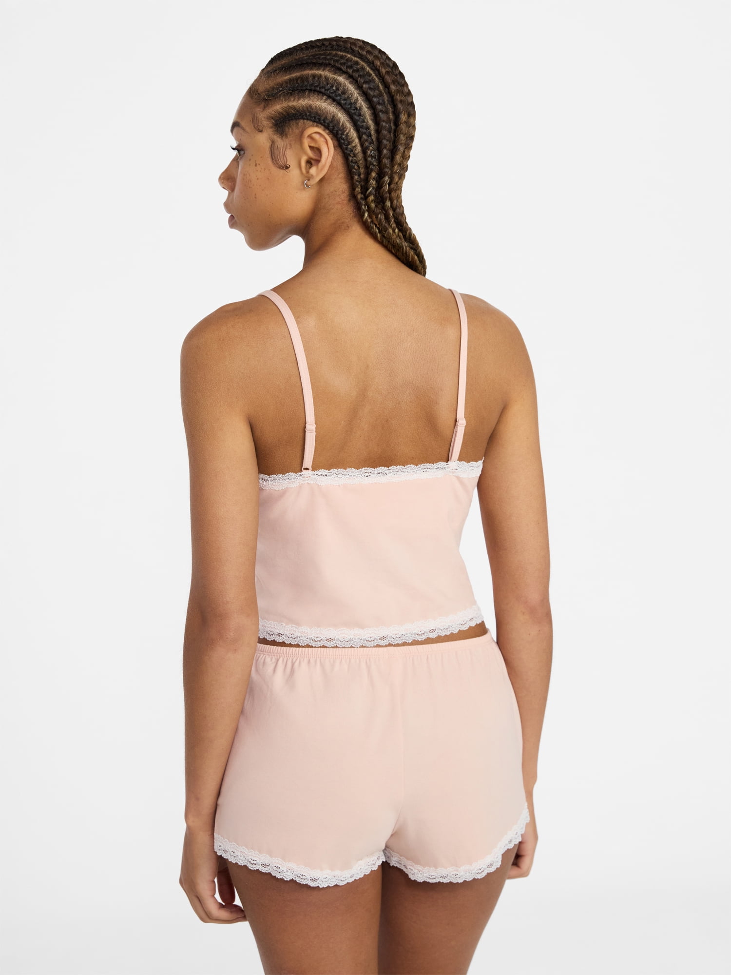 No Boundaries Lace Cami and Shorts Sleep Set, 2-Piece, Women's XXS-3X