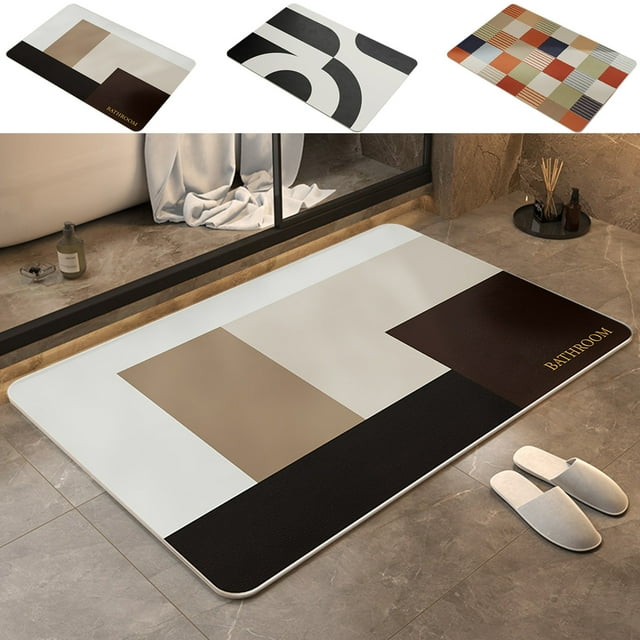 Sentmoon Rugs for Bedroom Bath Rugs Washable Rugs Oxygen Silicon Entry Non-slip Foot Mats Thickened Concise Fast-dry Bathroom Floor Mats Bathroom Doorway Absorbent Carpet