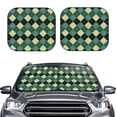 thumbnail image 2 of Fotbe Green Squares 2-Piece Car Windshield Sun Shade | Sun Blocker for Car Windshield | Foldable Automotive Interior Accessories for Sun Protection-Large, 2 of 7