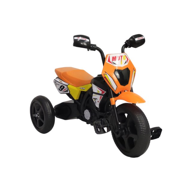 Triciclo The Baby Shop para niños con diseño de moto y luz Anaranjado -