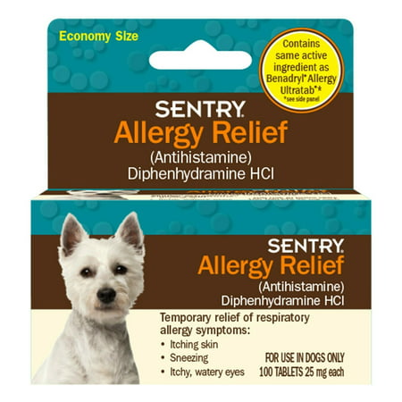 Dog Allergy Relief Tablets Pet Safe Antihistamine Respiratory Symptoms 25mg
