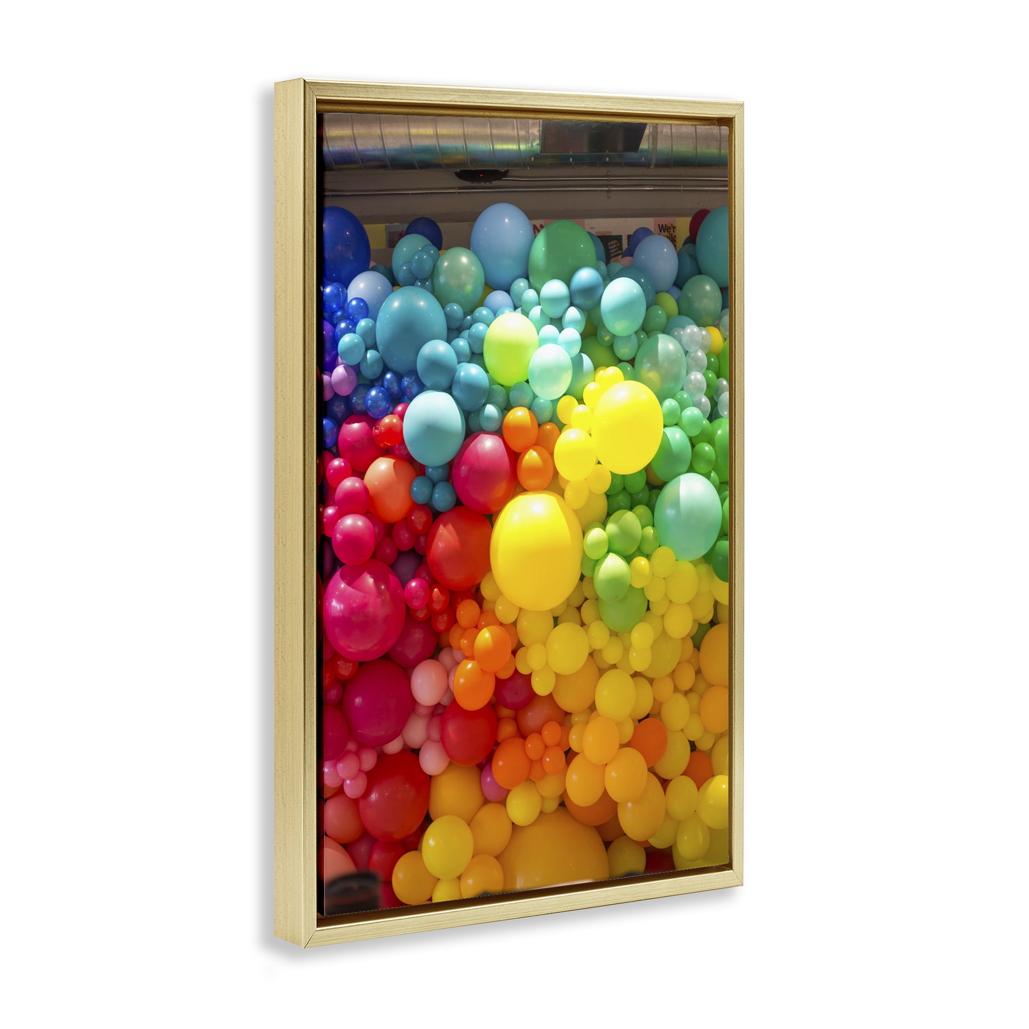 Stupell Industries Lively Colorful Balloons Gold Framed Floater Canvas Wall Art, design by LISH Creative