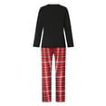 thumbnail image 5 of EYIIYE Family Christmas Pajamas Matching Sets, Long Sleeve Tree Print T-shirt with Plaid Pants Sleepwear Loungewear, 5 of 8