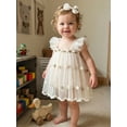 thumbnail image 6 of Newborn Baby Girl Summer Princess Romper Dress Decorative Plush Ball Jumpsuit Tutu Tulle Dress and Bow Headband First Birthday Outfit, 6 of 10