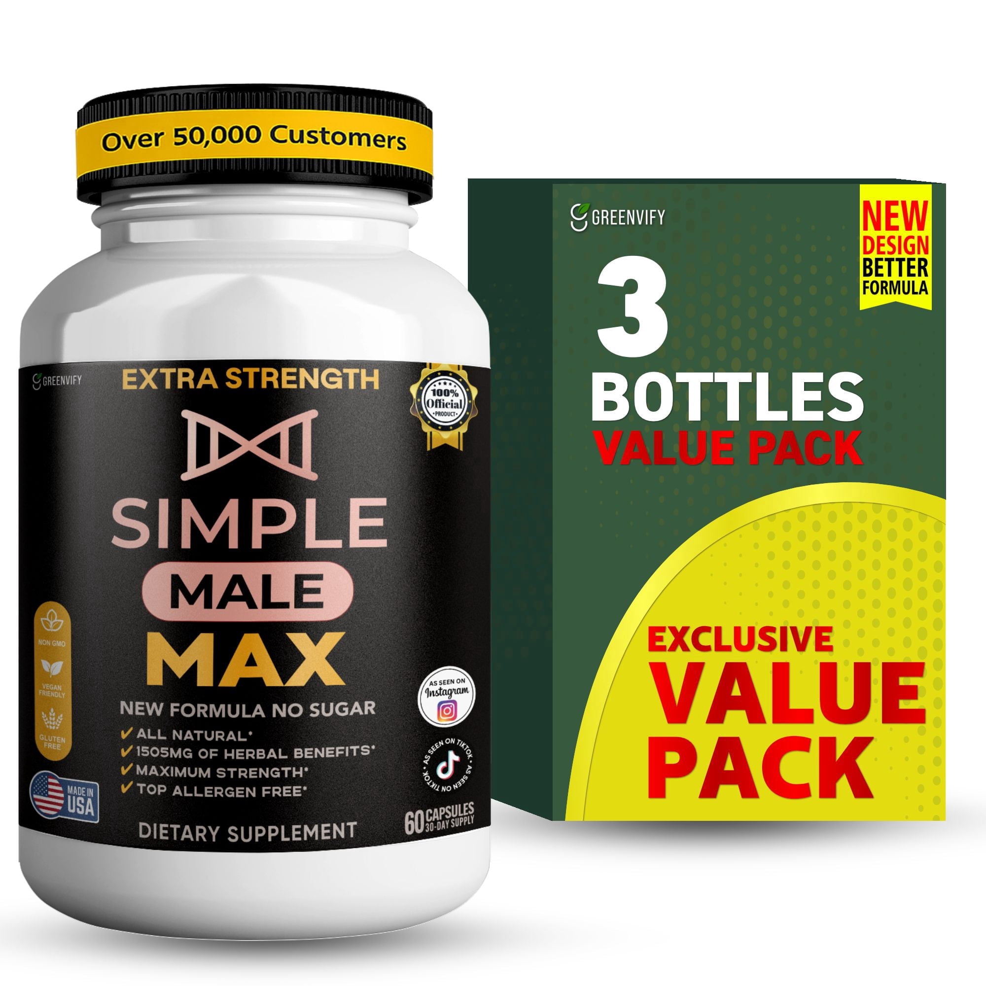 GreenVify Simple Male Max Dietary Supplement Capsules for Men