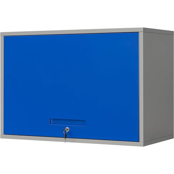Yizosh Metal Storage Cabinet with Doors & Shelves - Wall Mounted, Floating - Blue Gray, 21.6" H - For Garage, Basement, Kitchen, Warehouse