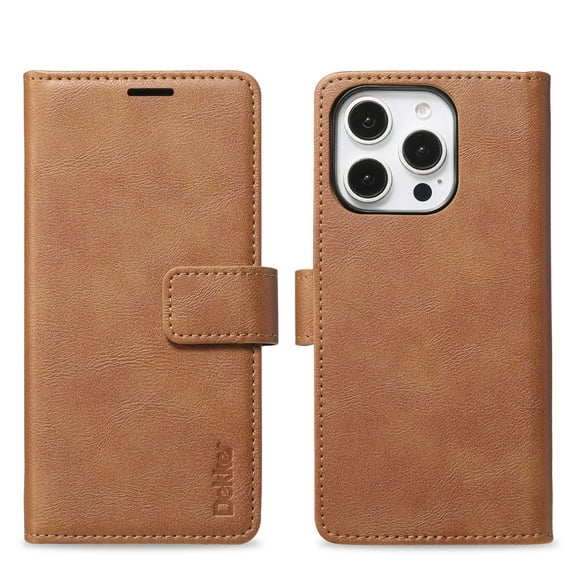 Case Wallet for iPhone 13, Detachable PU Leather Case with Card Holder, Strong Magnetic Compatible with MagSafe Wireless Charging, Vintage Slim Fit Kickstand Shockproof Cover, Brown