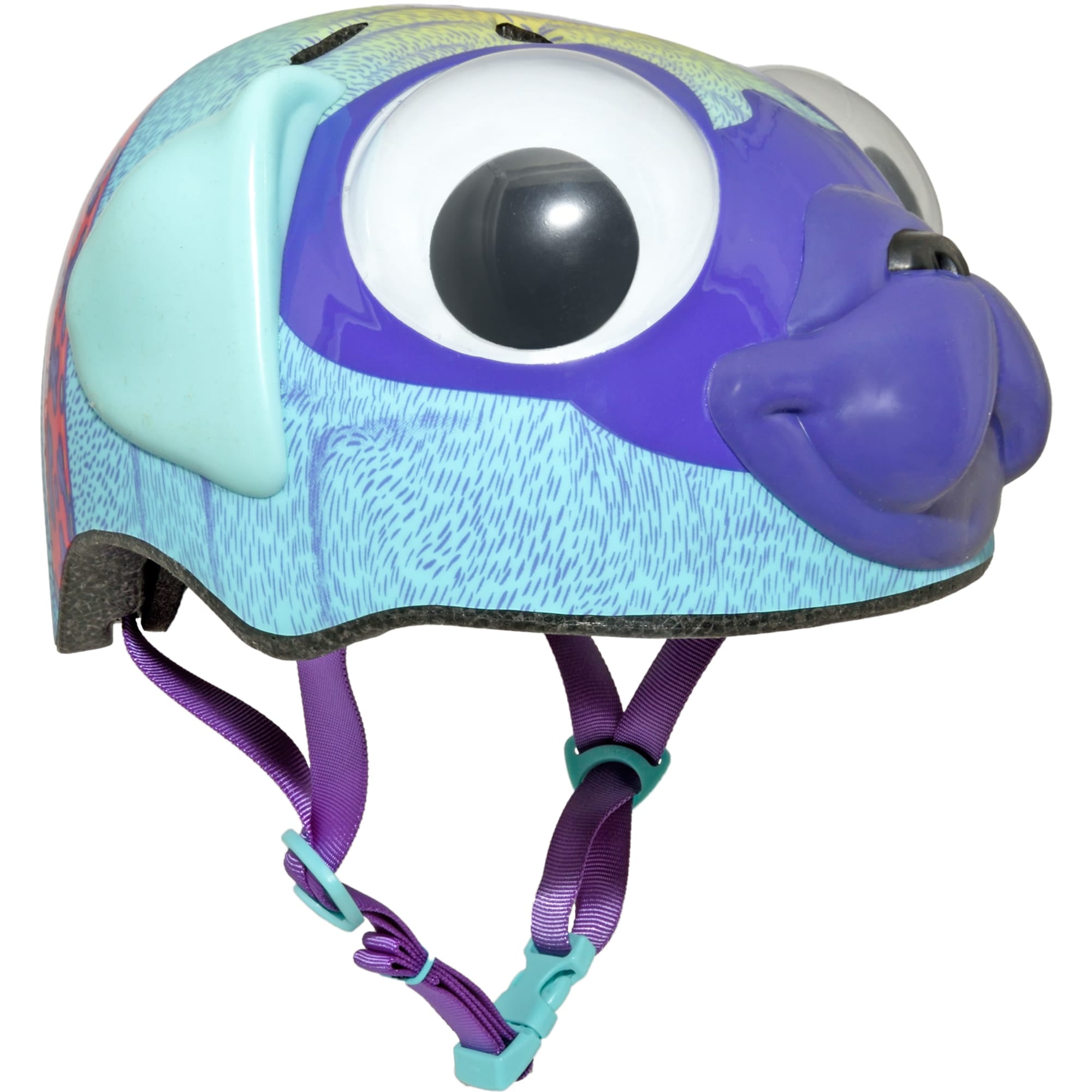 Raskullz Pugsley Pug Purple Bike Helmet with Googly Eyes, Toddler 3