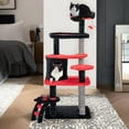 thumbnail image 2 of Pefilos 52" Gothic Cat Tree Tower Furniture with Scratching Post, Climbing Ladder, Cat Condo for Kittens Cat Tree House, Black, 2 of 7