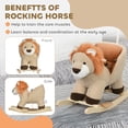 thumbnail image 4 of Qaba Baby Rocking Horse Lion with Sound, Plush Stuffed Rocking Animals, Wooden Rocking Horse with Seat Belt for 18-36 Months Boys and Girls Gift Brown, 4 of 9
