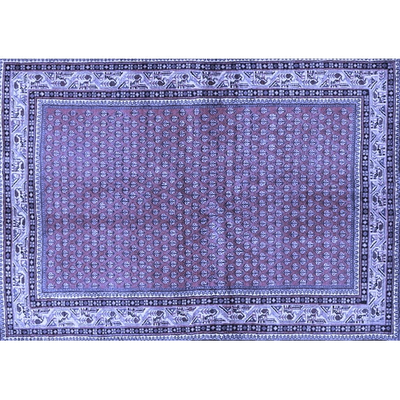 Ahgly Company Machine Washable Indoor Rectangle Persian Blue Traditional Area Rugs, 5' x 7'